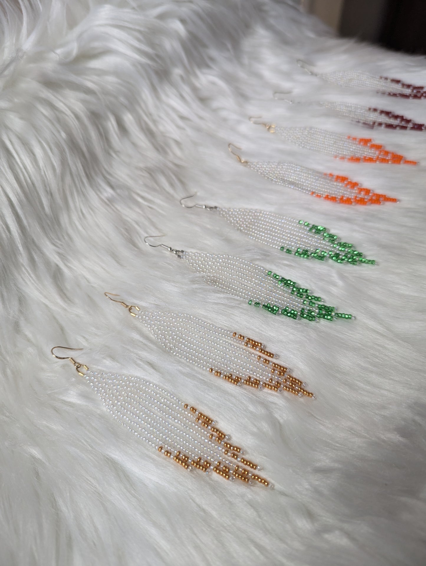 Sparkly Fringe Earrings - Orange