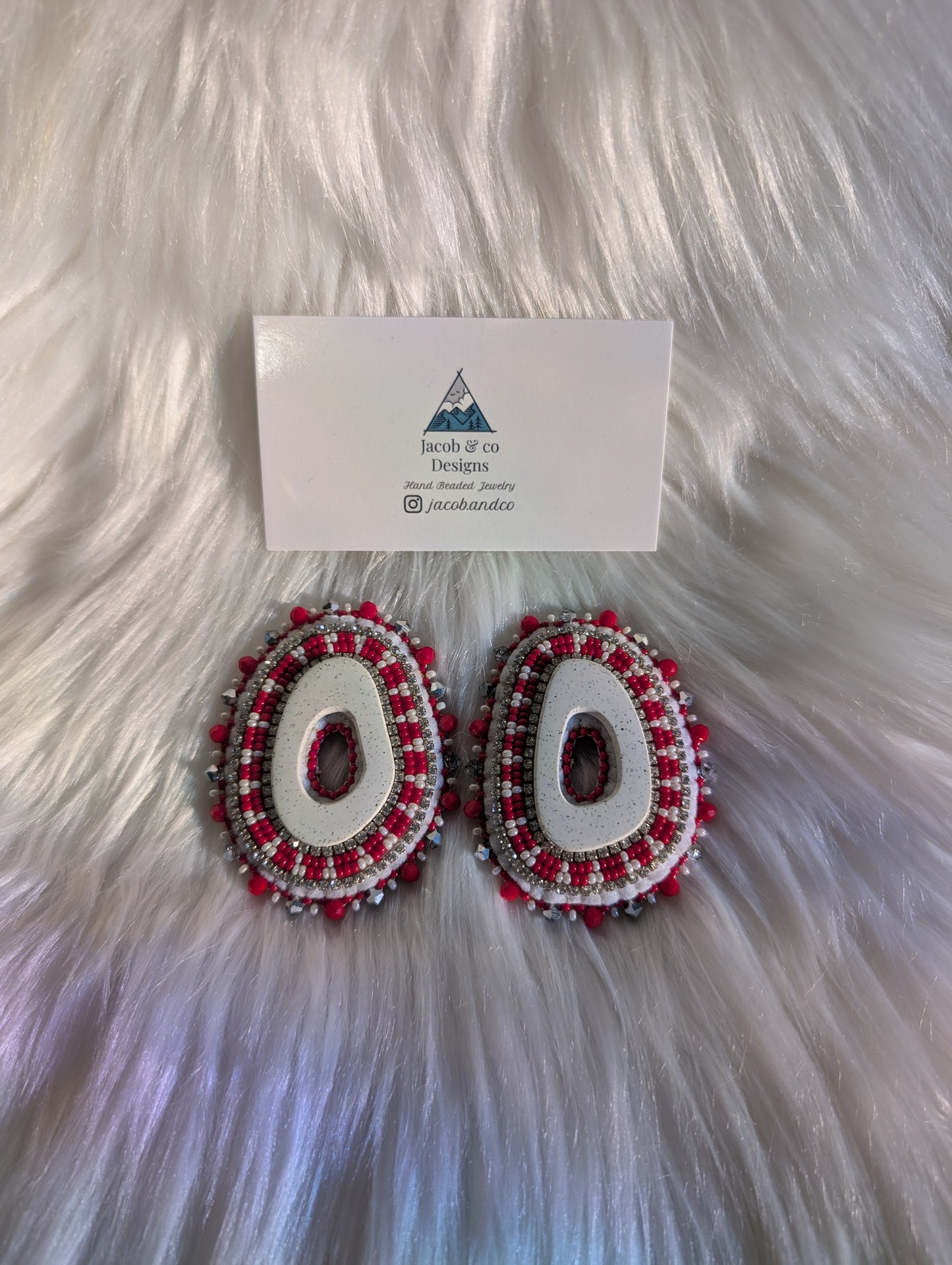 White and Red Earrings