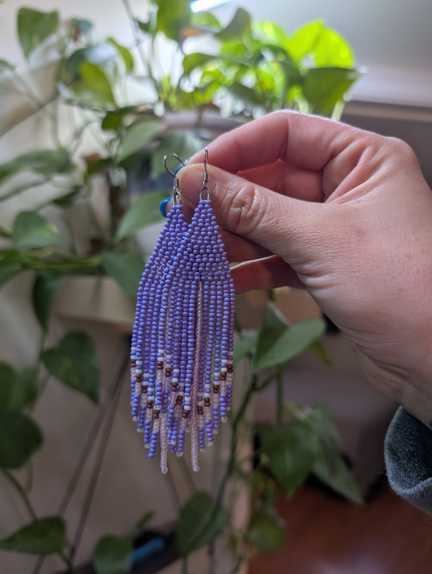 Fringe Earrings - Matte Purple