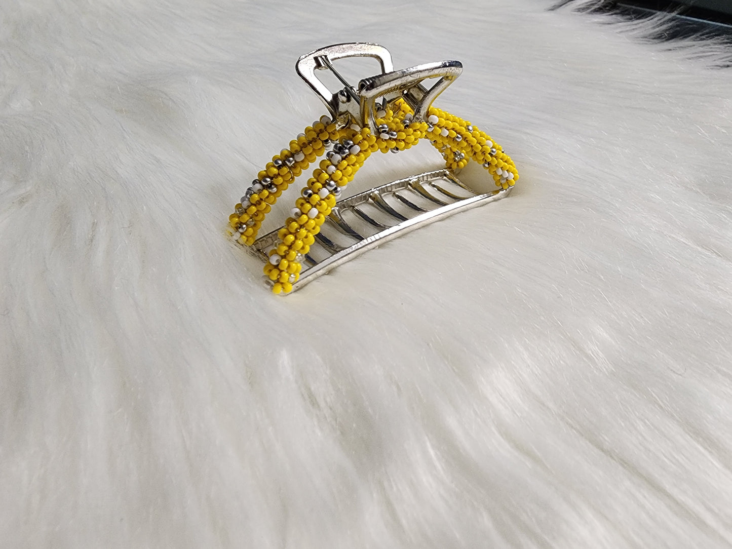 Beaded Hairclip - Yellow