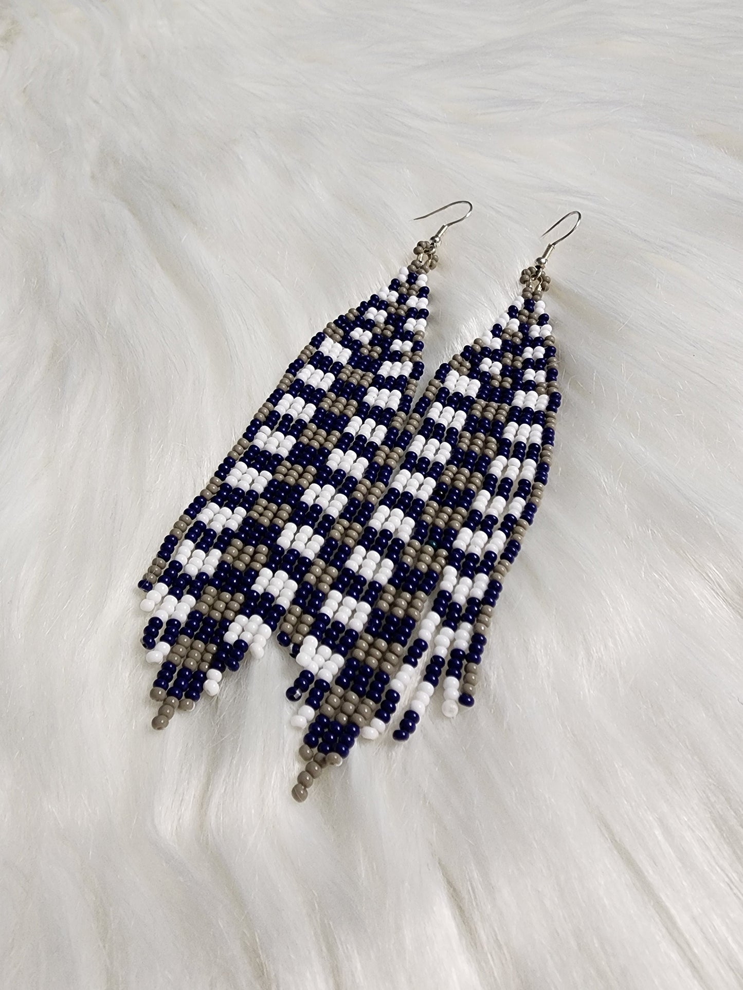 Plaid Earrings - Navy