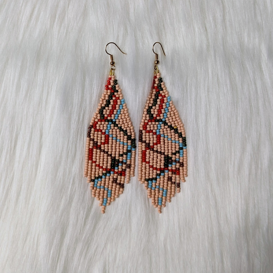 Ribbon Fringe Earrings - Coral