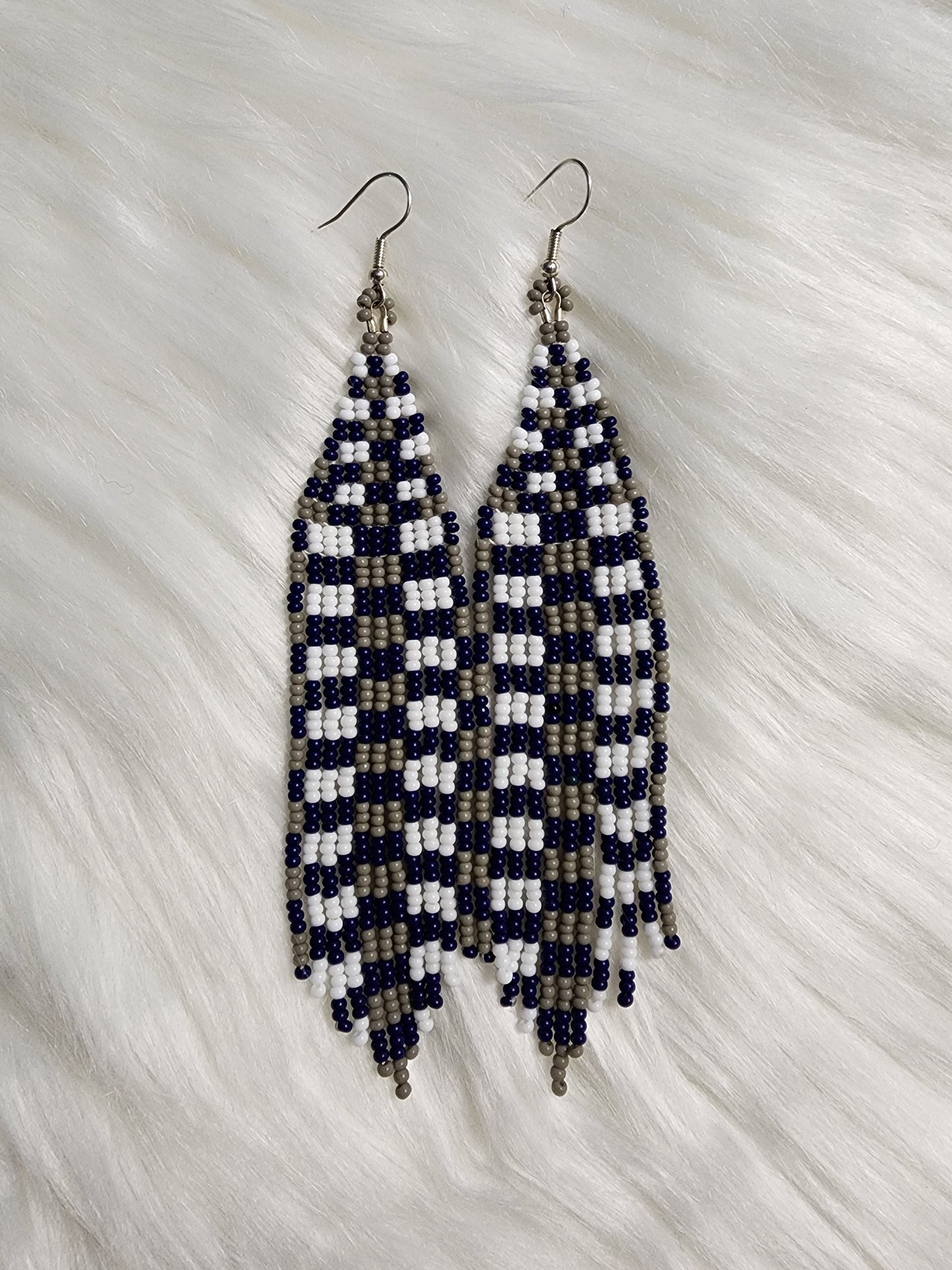 Plaid Earrings - Navy