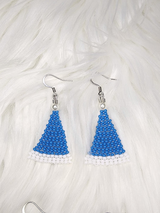 Santa Hat Earrings - Blue