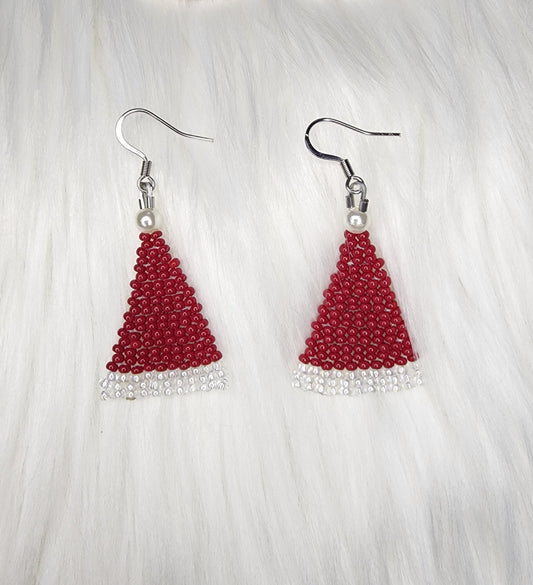 Santa Hat Earrings - Clear