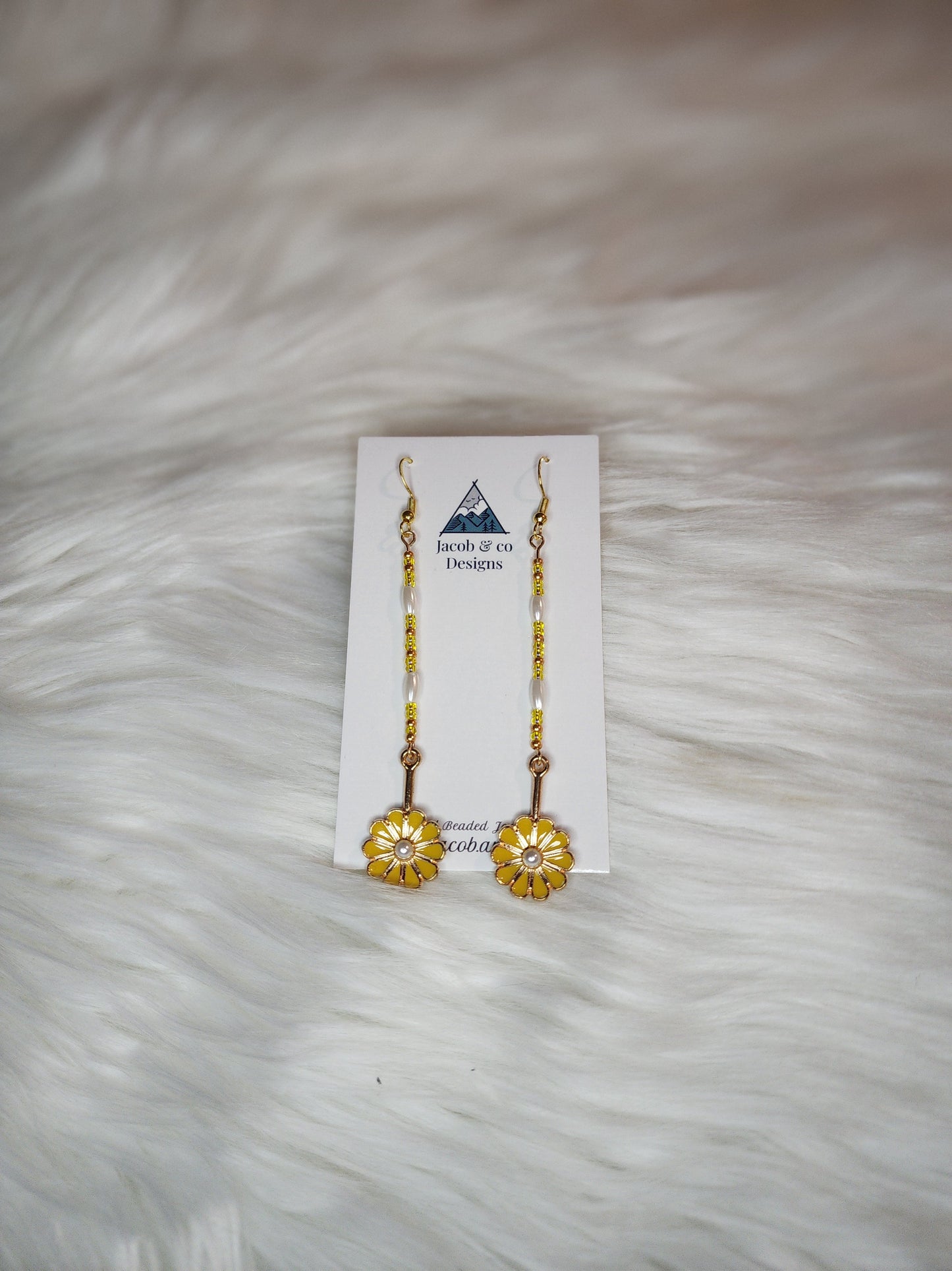 Straight Pin earrings -yellow flower