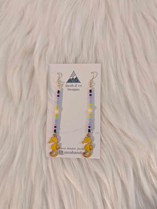 Straight Pin earrings - seahorse