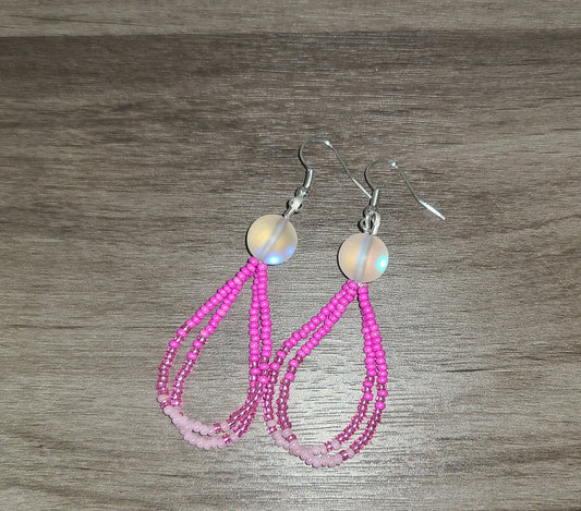 Pink Ombre Beaded Earrings