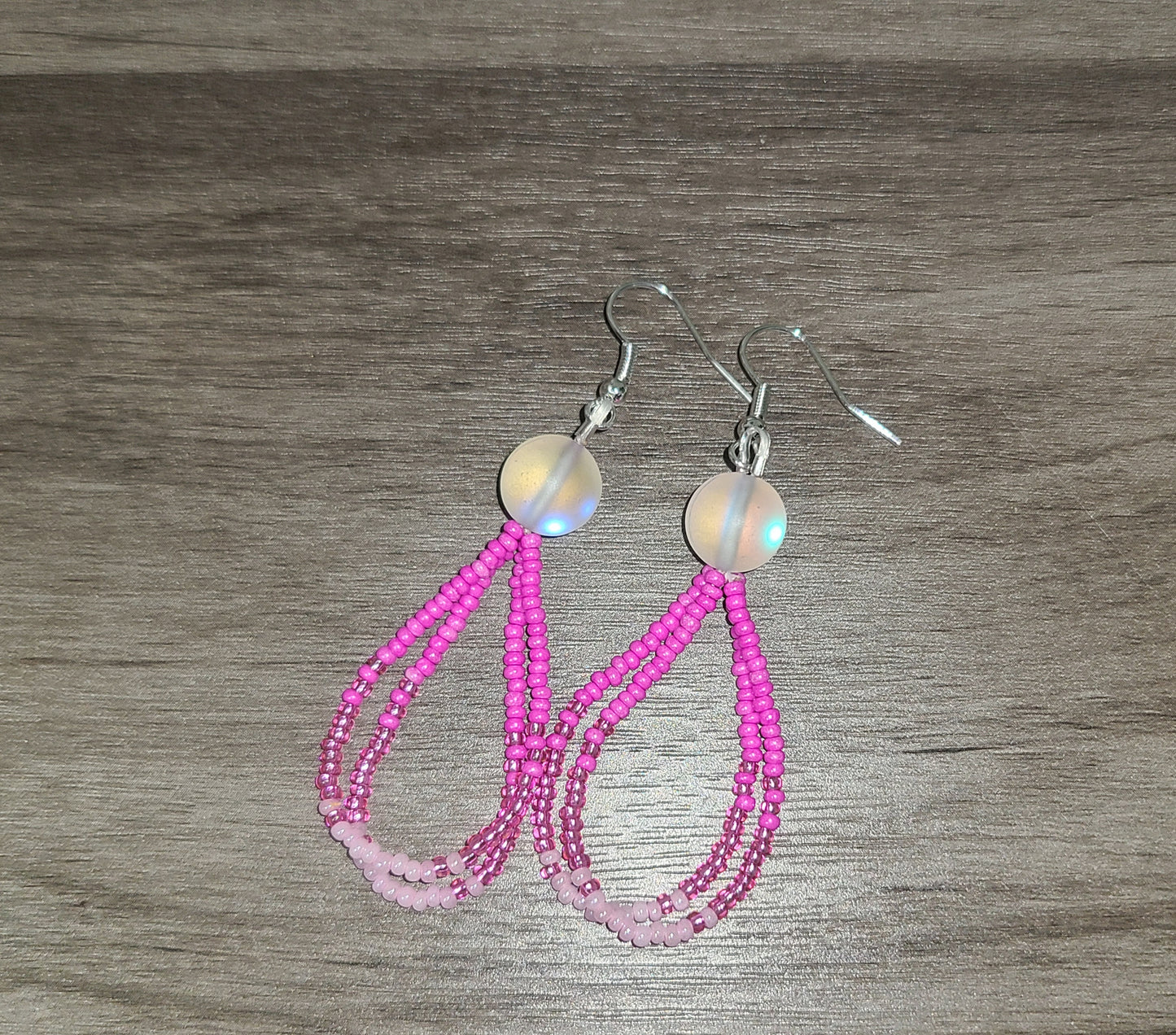 Pink Ombre Beaded Earrings